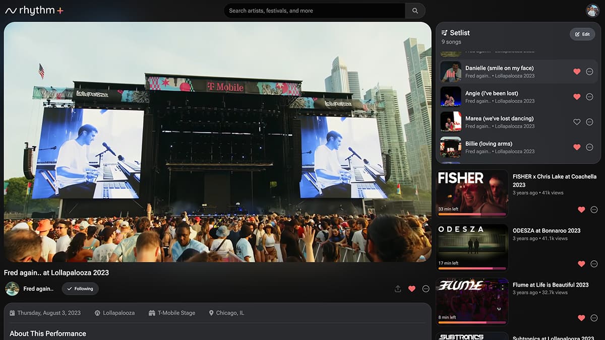 Demo of watching a concert of Rhythm
